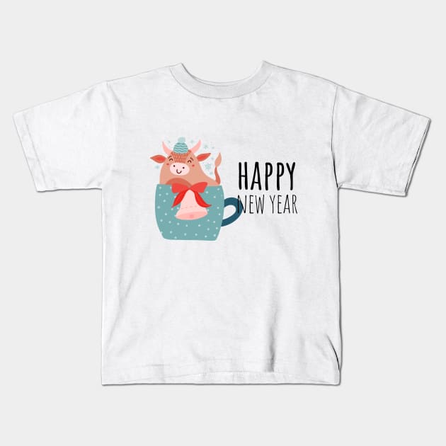 Happy New Year Kids T-Shirt by Aorix